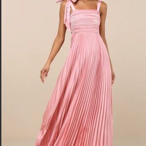 Lulu's Blush Pink Pleated Maxi Dress